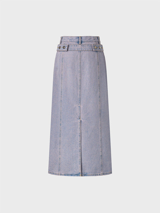 Eenk A-line Denim Skirt - Pink Washed