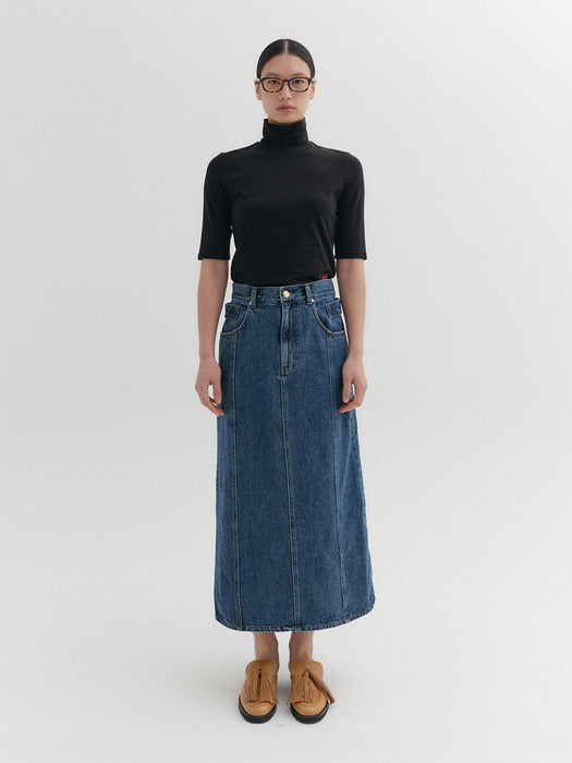 Eenk A-line Denim Skirt - Denim Blue