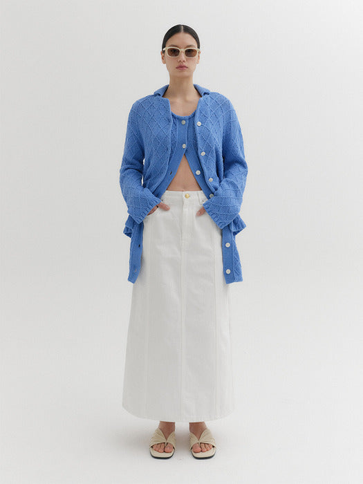 Eenk A-line Denim Skirt - White