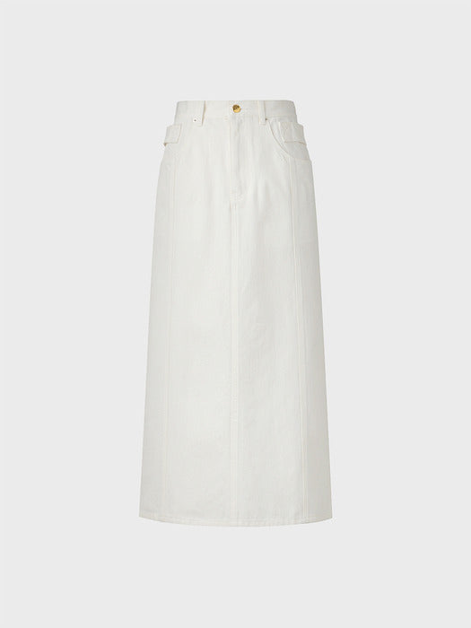Eenk A-line Denim Skirt - White