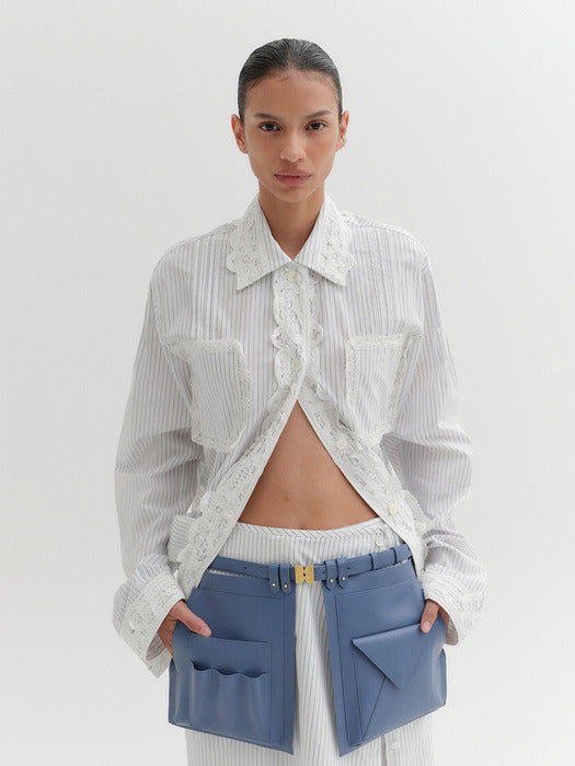 Eenk Open Front Skirt Belt - Sky Blue