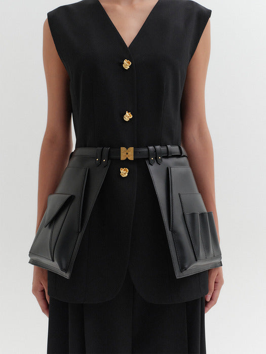 Eenk Open Front Skirt Belt - Black