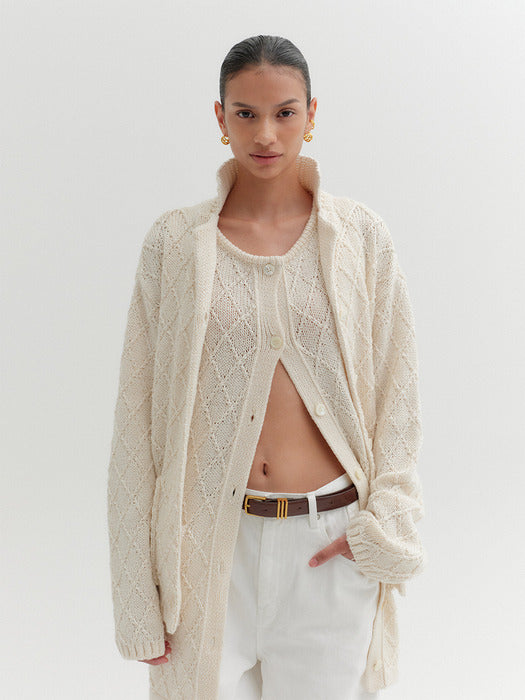 [EENK] Textured Knitwear Cardigan - Ivory