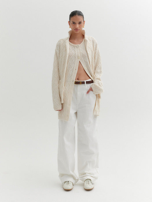 [EENK] Textured Knitwear Cardigan - Ivory