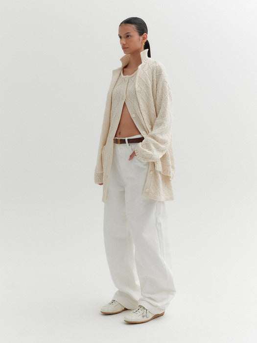 [EENK] Textured Knitwear Cardigan - Ivory