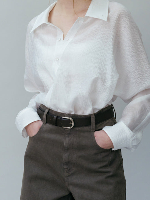 Loeuvre Minimal Leather Buckle Belt