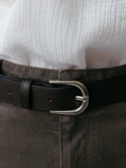 Loeuvre Minimal Leather Buckle Belt