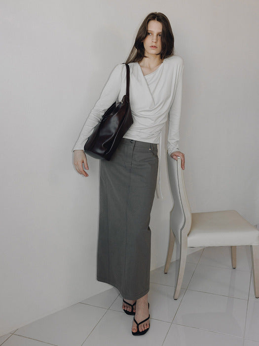 Loeuvre Denim-like Cotton Pencil Skirt