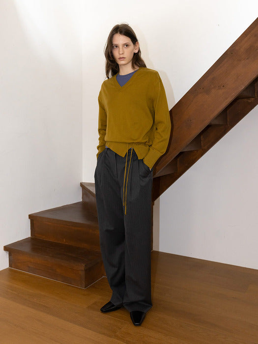 Loeuvre Stripe Two-Tucked Wide Pants