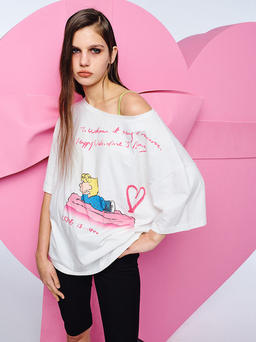 Margesherwood Single Girls Club Offshoulder T-Shirt white