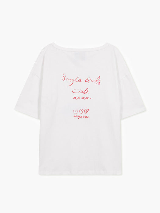 Margesherwood Single Girls Club Offshoulder T-Shirt white