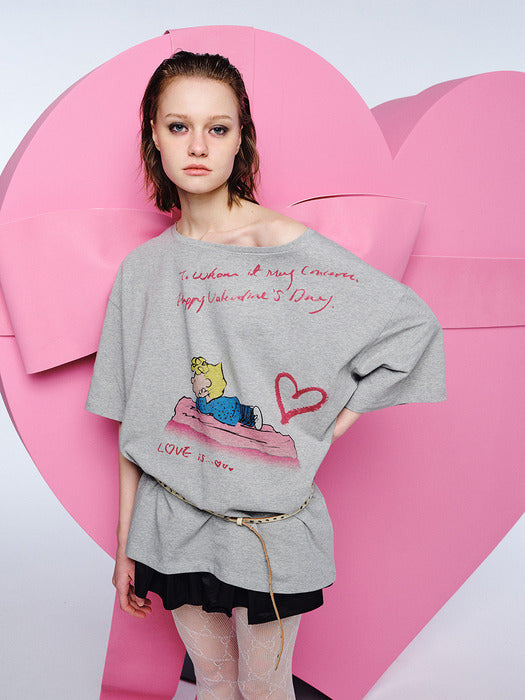 Margesherwood Single Girls Club Offshoulder T-Shirt melange grey
