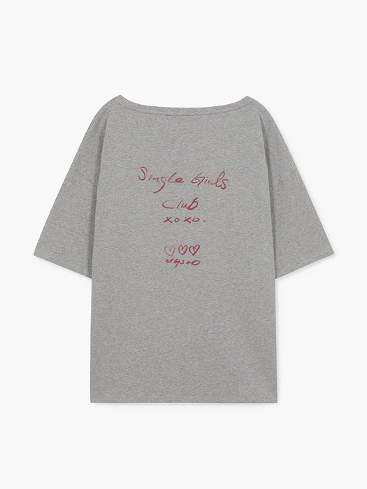 Margesherwood Single Girls Club Offshoulder T-Shirt melange grey