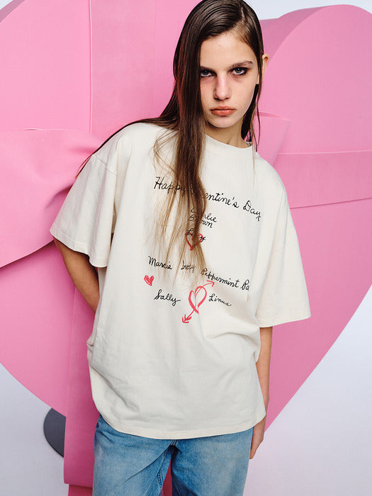 Margesherwood Happy Valentines Day T-Shirt ivory