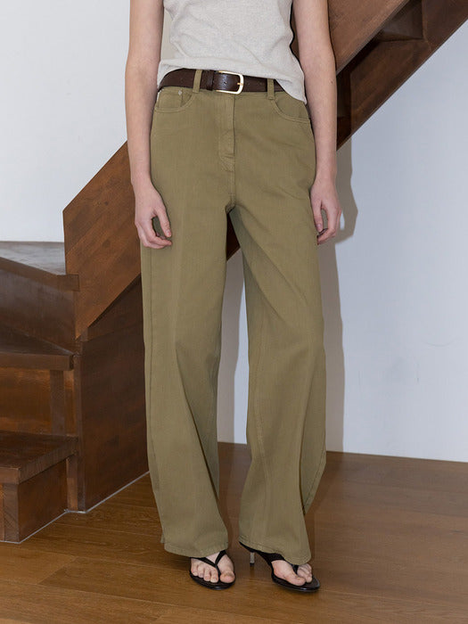 Loeuvre Hem Line Snap Barrel Denim Pants