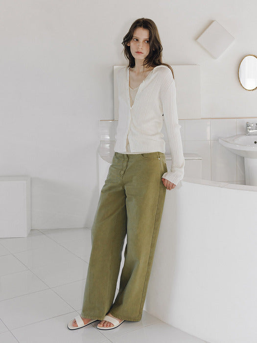 Loeuvre Hem Line Snap Barrel Denim Pants
