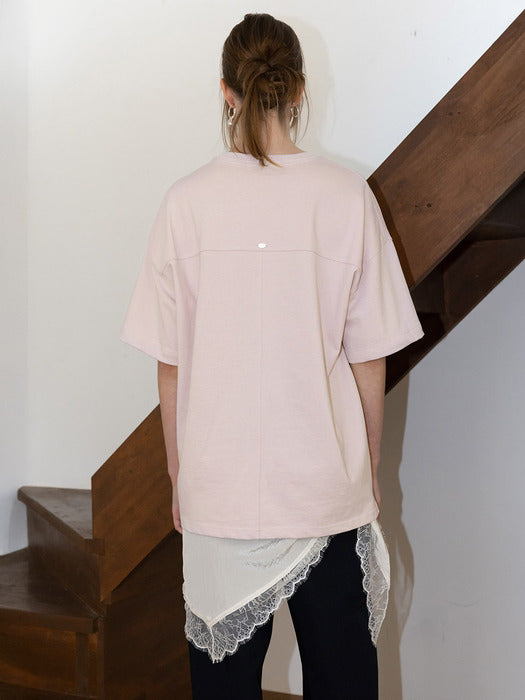 Loeuvre Irregular Tucked Half-Sleeve T-shirt