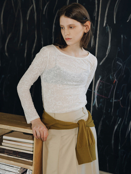 Loeuvre Boat-Neck Lace T-shirt