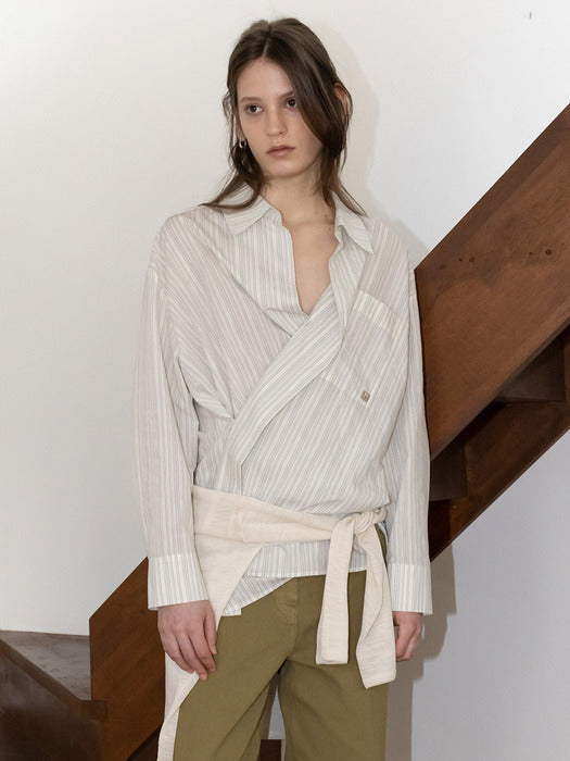 Loeuvre Convertible Two-Way Stripe Shirt