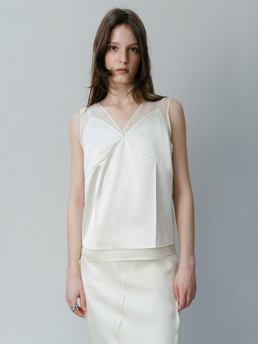 Loeuvre Satin Organza Layer Set Top