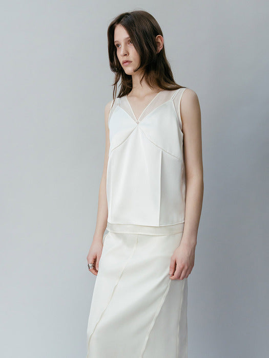 Loeuvre Satin Organza Layer Set Top