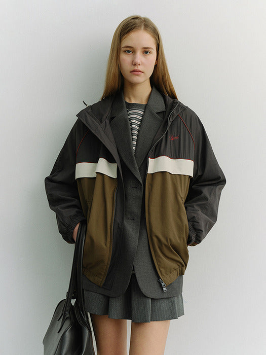 Dunst Unisex Blocked Windbreaker Charcoal Grey