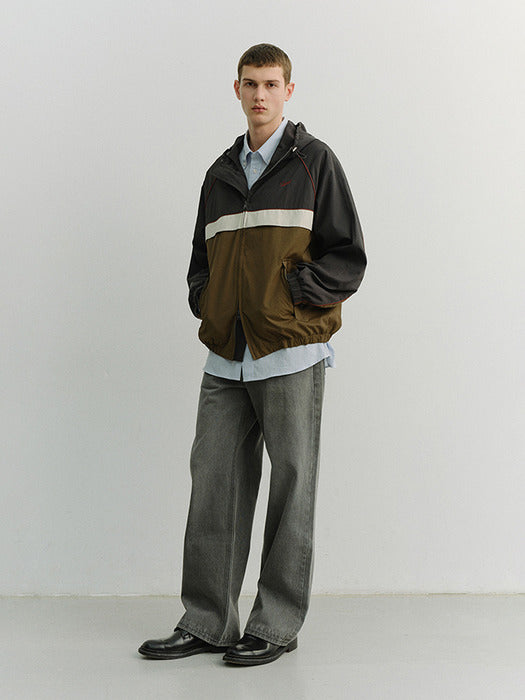 Dunst Unisex Blocked Windbreaker Charcoal Grey