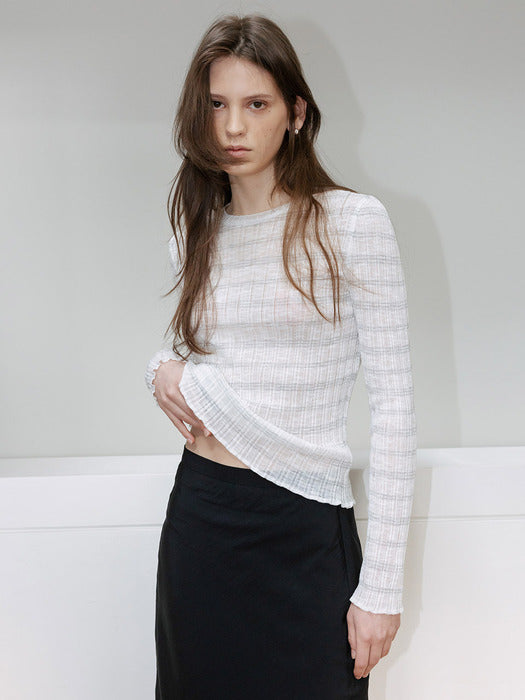 Loeuvre Sheer Stripe Slim Knit Pullover