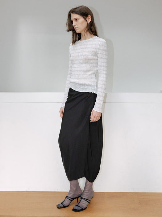 Loeuvre Sheer Stripe Slim Knit Pullover