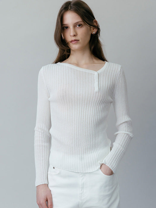 Loeuvre Asymmetric V-Neck Pullover