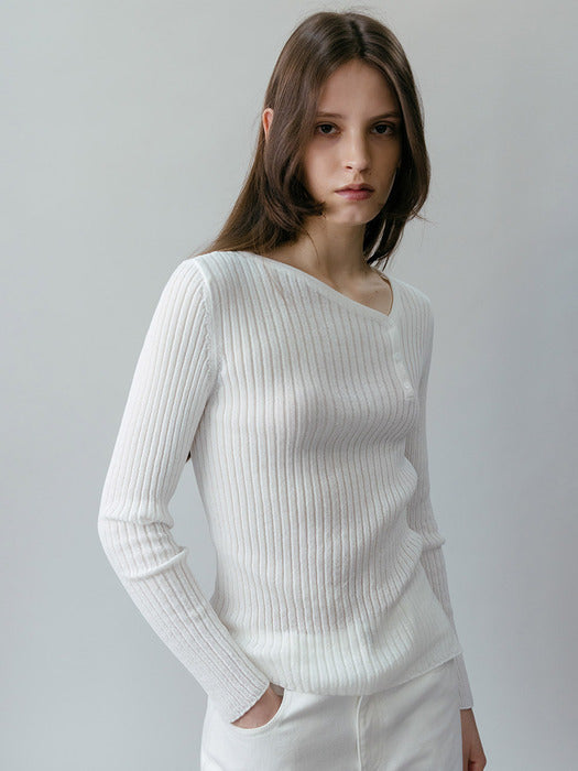 Loeuvre Asymmetric V-Neck Pullover