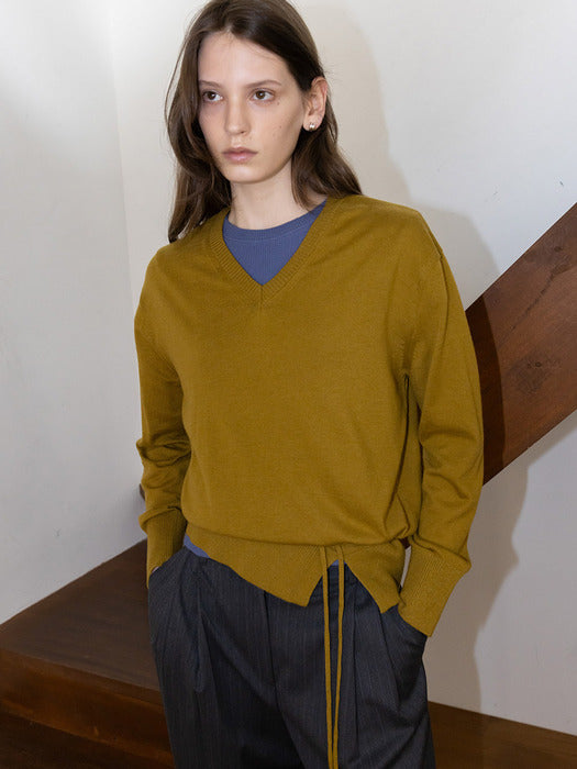 Loeuvre V-neck String Knit Pullover