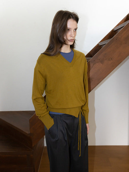 Loeuvre V-neck String Knit Pullover