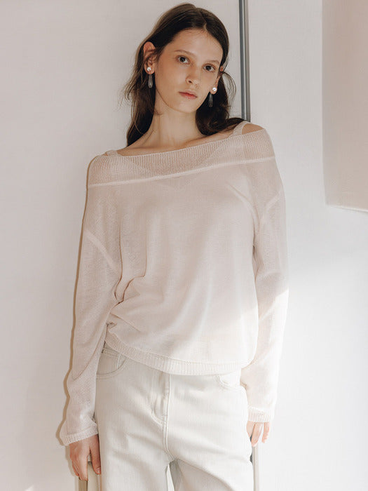 Loeuvre Loose-fit Off Shoulder Pullover+Sleeveless Top