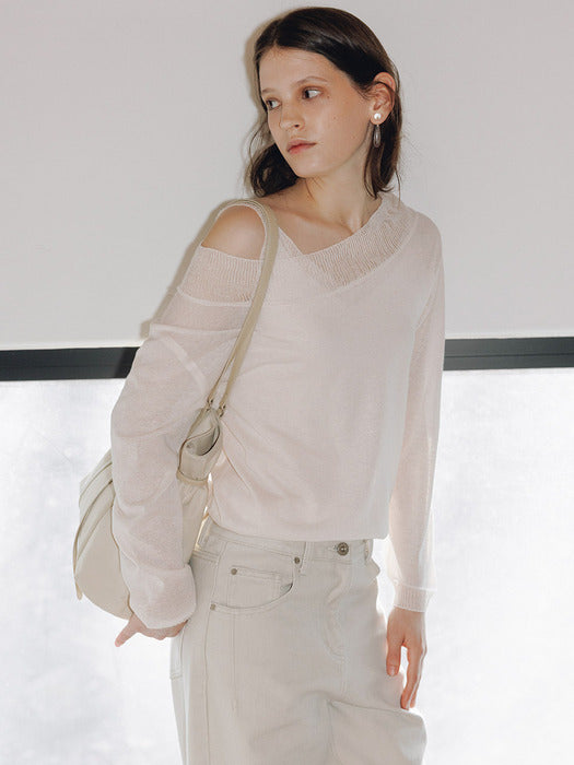 Loeuvre Loose-fit Off Shoulder Pullover+Sleeveless Top
