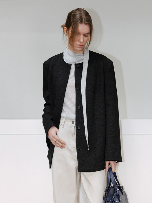 Loeuvre Minimal Boucle Texture Jacket