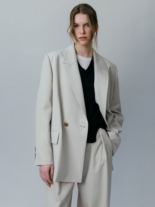 loeuvre Oversized Double-Breasted Tailored Jacket in assorted colors, available at ETA Seoul.