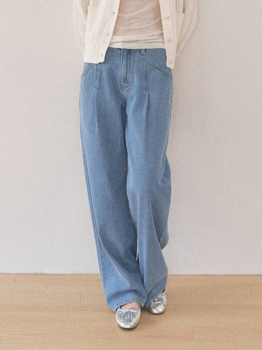 Mango Maniplease Jeta Pintuck Jeans Blue