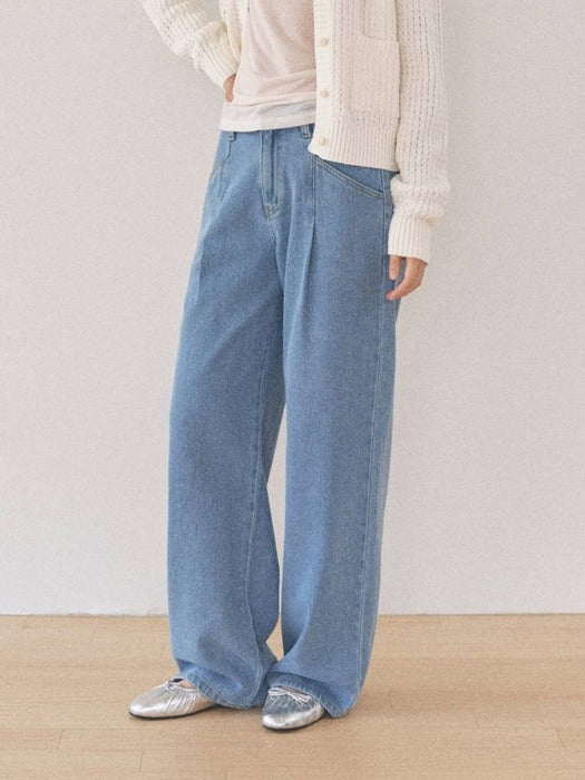 Mango Maniplease Jeta Pintuck Jeans Blue