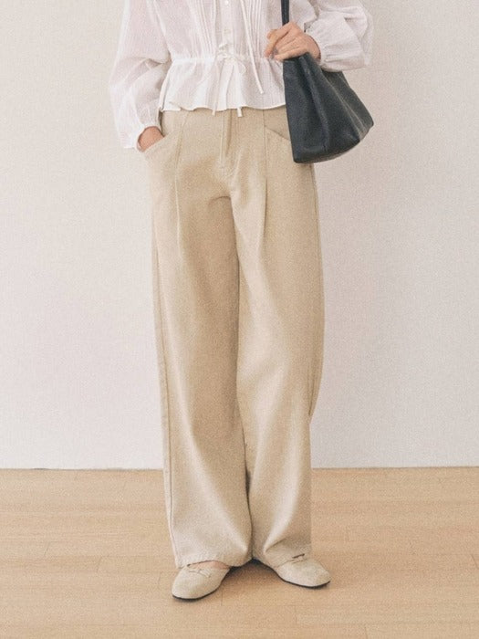 Mango Maniplease Jeta Pintuck Jeans Light Beige