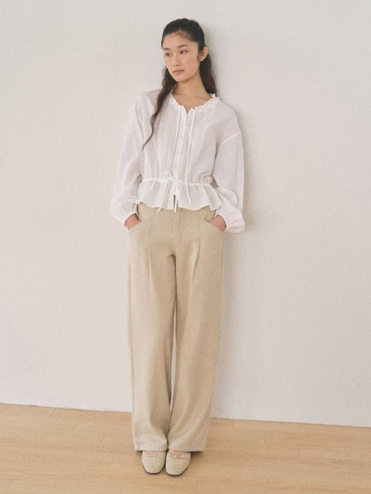 Mango Maniplease Jeta Pintuck Jeans Light Beige