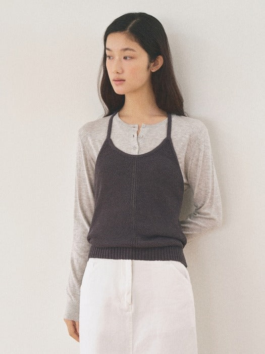 Mango Maniplease Konni Halter Knit Vest Charcoal