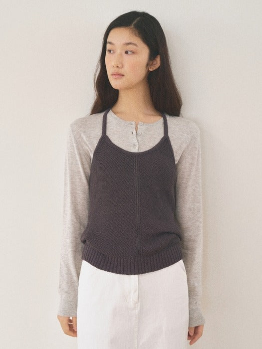 Mango Maniplease Konni Halter Knit Vest Charcoal