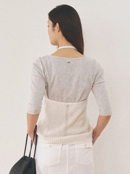 [Mango Maniplease] Konni Halter Knit VEST_PURE Ivory