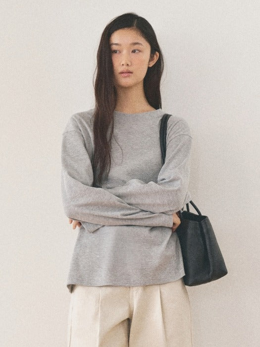 Mango Maniplease Croffle Over Fit Tee Melange Grey