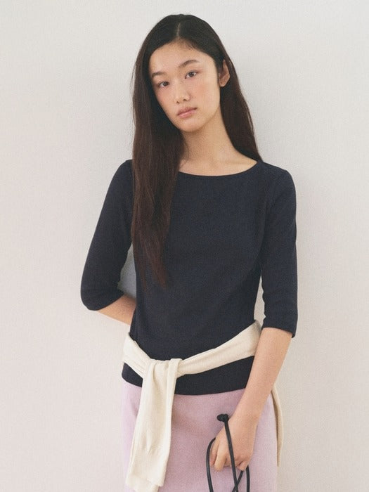 Mango Maniplease Croffle Slim Tee Navy