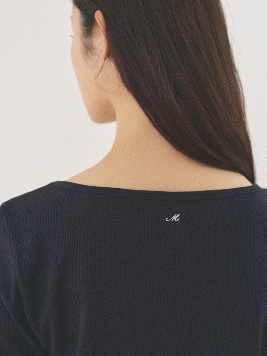 Mango Maniplease Croffle Slim Tee Navy