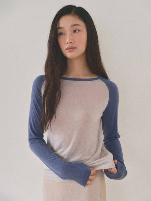 Mango Maniplease Maho Raglan Tee Mist Navy