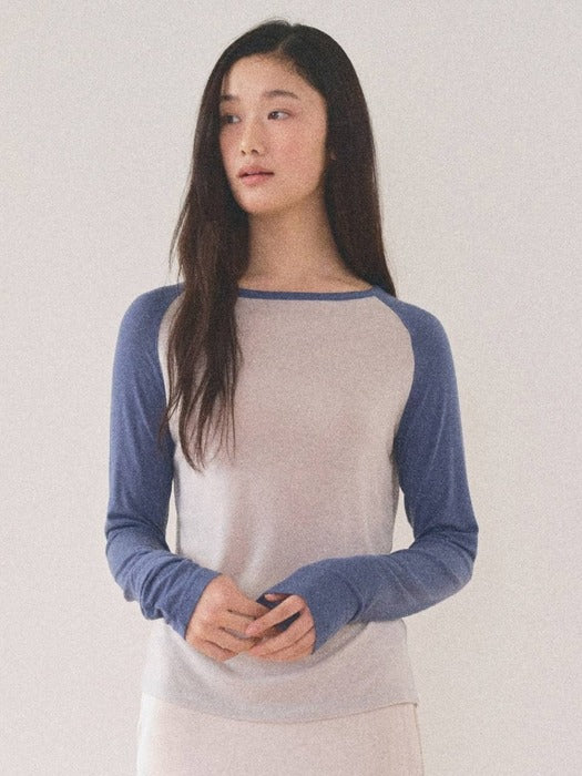 Mango Maniplease Maho Raglan Tee Mist Navy