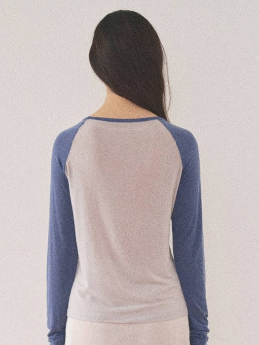 Mango Maniplease Maho Raglan Tee Mist Navy
